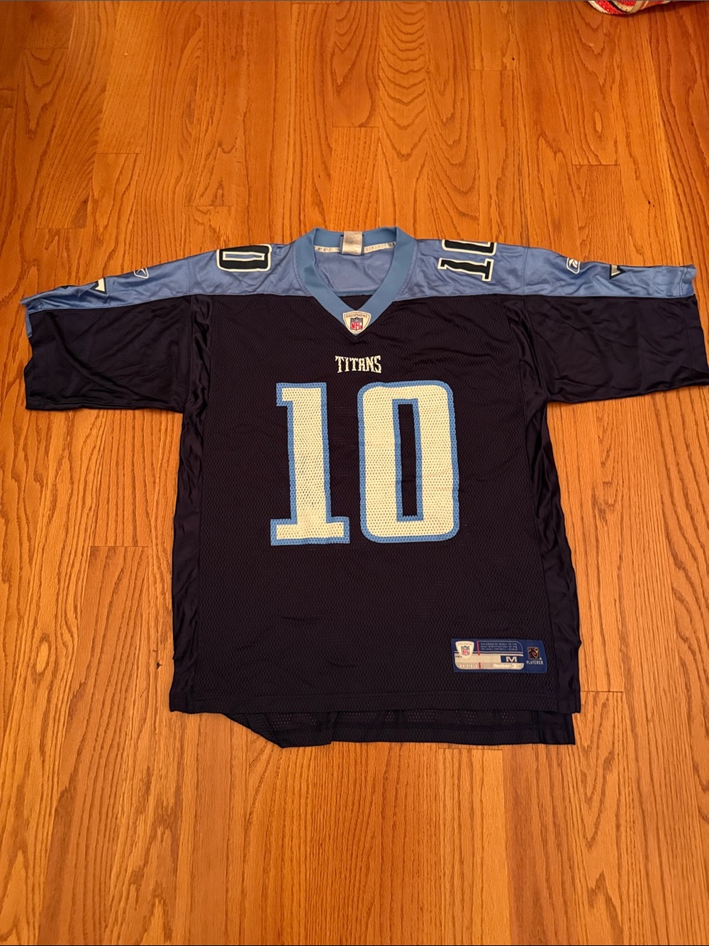 Reebok NFL Navy and Light Blue Tennessee Titans Football Jersey #10 Young Size M